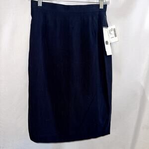Saks Fifth Avenue Collection Navy Blue 100% Wool Pencil Skirt Size 4 NWT